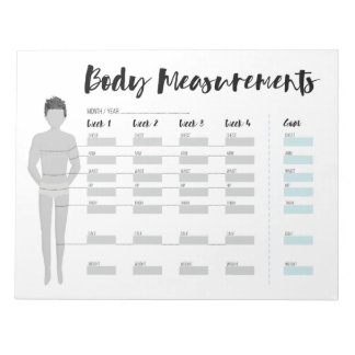 Body Measurements Tracker for Men, 4 Weeks Goal Notepad