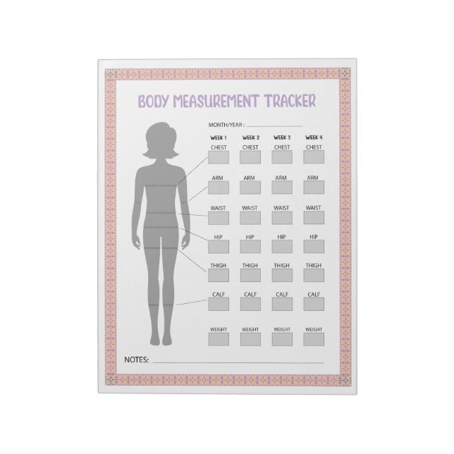Body Measurements Tracker  Notepad (Rotated)