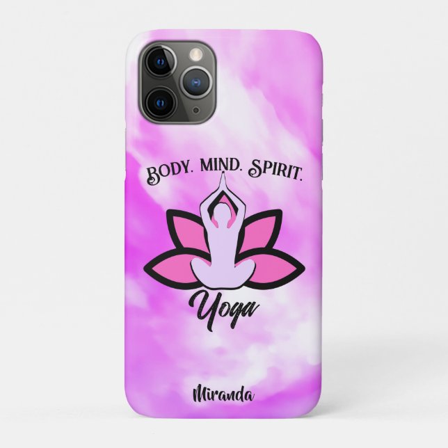 BODY MIND SPIRIT YOGA Meditation Aasana Case-Mate iPhone Case (Back)