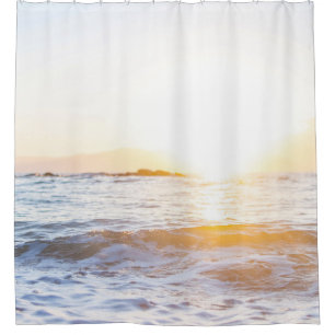 Body of water under sunset shower curtain