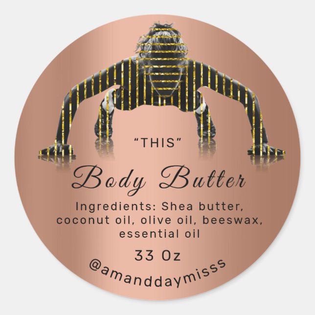 Body Oil Balm Cosmetic Fitness Care Black Rose VIP Classic Round Sticker (Front)