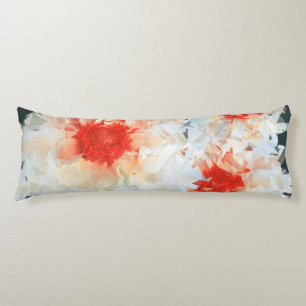 Body Pillow Flowers White Black Cubist
