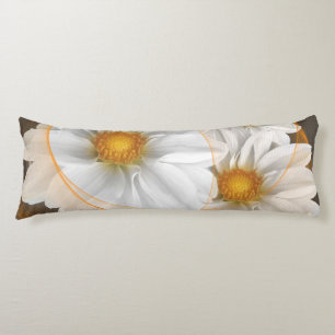 Body Pillow Flowers White Black Orange