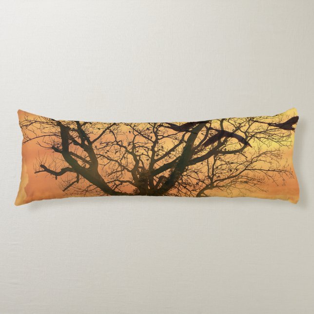 Body Pillow Twisted Autumn Tree At Sunset (Front)