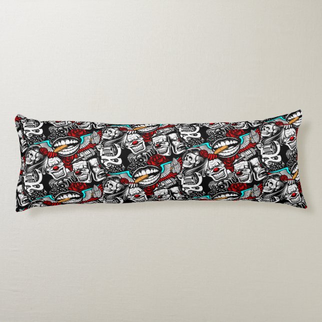 Body Pimmows skulls Vintage Tattoo Body Cushion (Back)