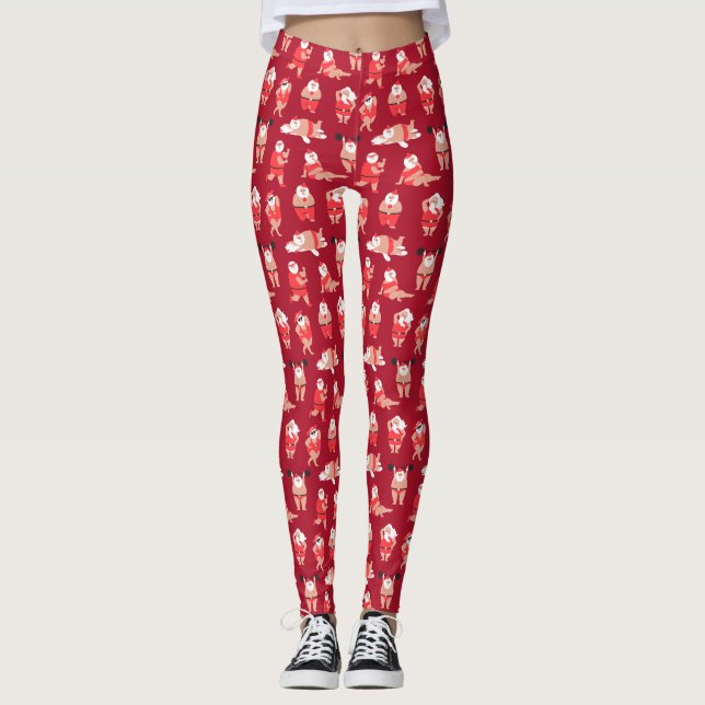 Body Positive Santa Holiday Wrapping Paper Leggings (Front)