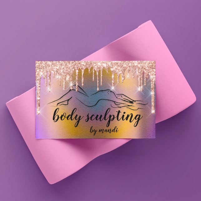 Body Sclupting Beauty Logo Glitter Drips Holograph Business Card (Body Sclupting Beauty Logo Glitter Drips Holograph Business Card)