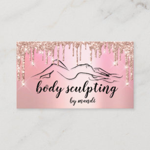 Body Sclupting Beauty Logo Glitter Drips Pink Business Card