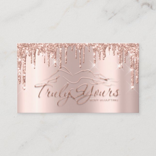 Body Sclupting Beauty Logo  Glitter Rose Business Card (Front)