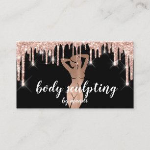 Body Sclupting  Massage Logo  Glitter Drips QR Business Card