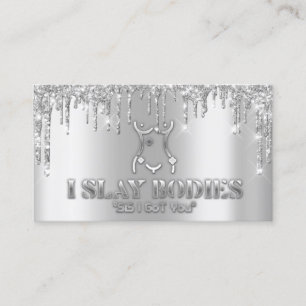 Body Sculpting Beauty Logo  Glitter Grey  Business Card