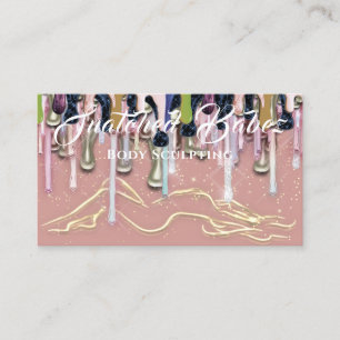 Body Sculpting Beauty Logo Massage Drips Blush  Business Card