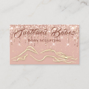 Body Sculpting Beauty Logo Massage Drips Gold Business Card