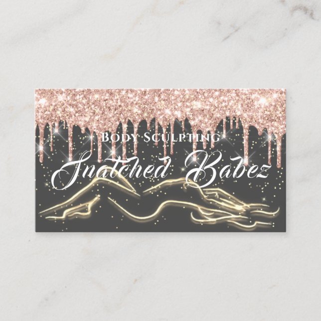 Body Sculpting Beauty Logo Massage Drips Rose Business Card (Front)