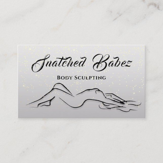 Body Sculpting Beauty Logo MassagE Grey Ombre Business Card (Front)