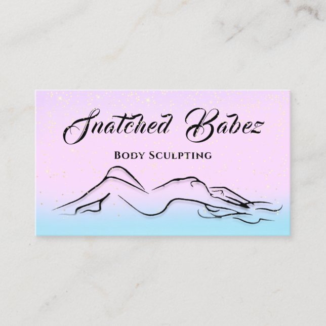 Body Sculpting Beauty Logo MassagE pink Blue Business Card (Front)