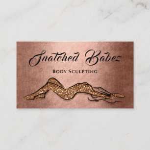 Body Sculpting Beauty Logo Massage QE CODE Brown Business Card