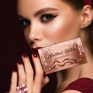 Body Sculpting Beauty Logo Massage  QE CODE Rose B Business Card