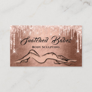 Body Sculpting Beauty Logo Massage QRCODE Drips Business Card