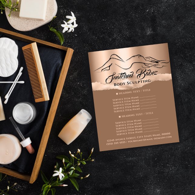 Body Sculpting Building Logo Rose SPA Price List  Flyer (Creator Uploaded)