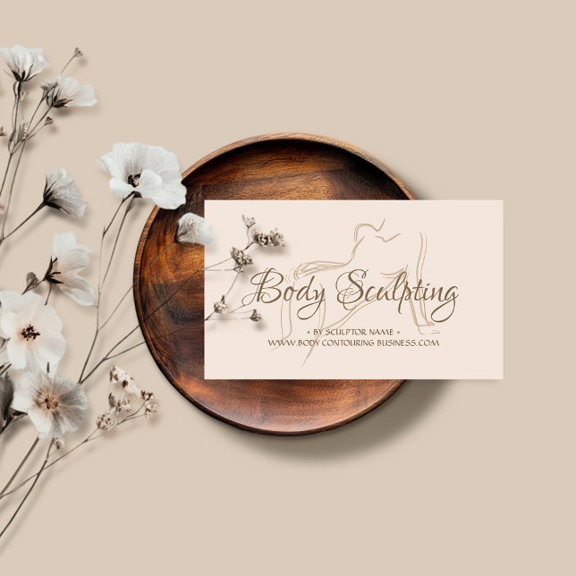 Body sculpting contouring spa woman tan mobile business card (Creator Uploaded)