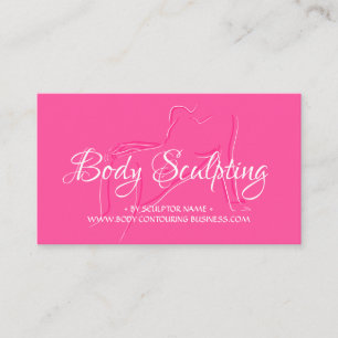 Body sculpting contouring woman skin neon pink business card