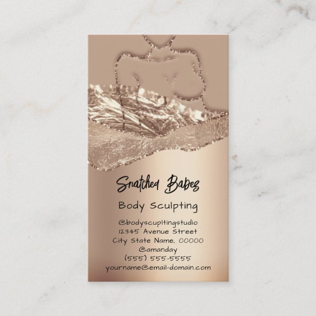 Body Sculpting Cosmetics Logo QR Code Rose Glam Business Card (Front)