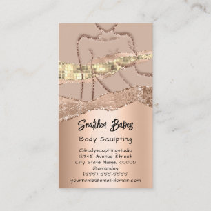 Body Sculpting Cosmetics Logo QR Code Rose Glitter Business Card