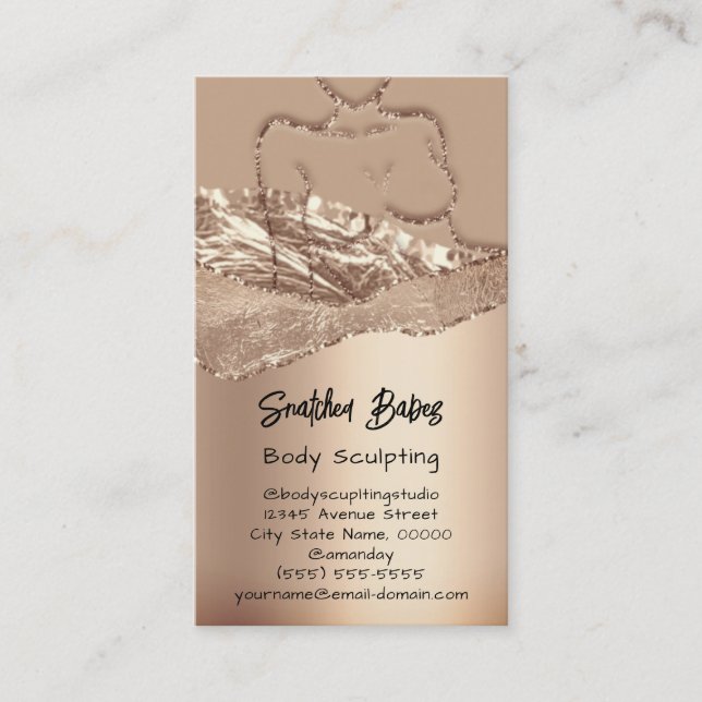 Body Sculpting Cosmetics Logo QR Code Rose Gold Business Card (Front)