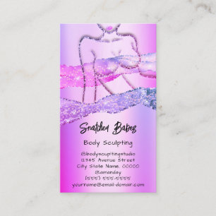 Body Sculpting Cosmetics Logo QR Pink Glitter Lips Business Card