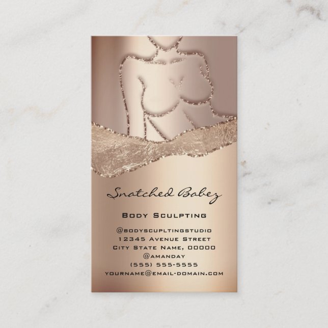 Body Sculpting Logo QR Code Rose Glitter Wax SPA  Business Card (Front)