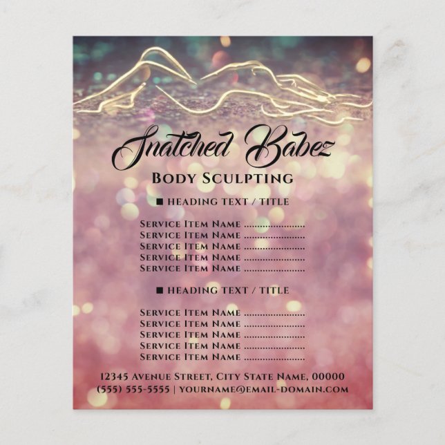 Body Sculpting Logo Rose Spark Price List   Flyer (Front)