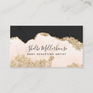Body Sculpting Pink Gold Watercolor Aftercare Business Card