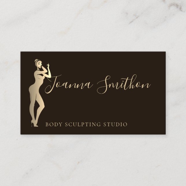 Body Sculpting QR Code Logo Black Custom Modern  Business Card (Front)