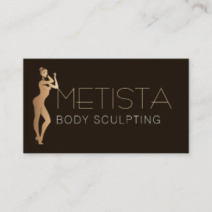 Body Sculpting QR Code Logo Black Skin Modern Business Card