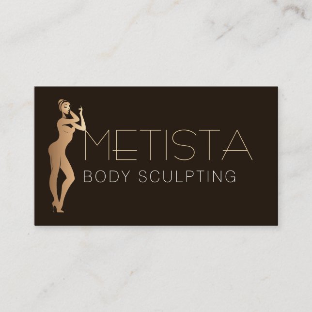 Body Sculpting QR Code Logo Black Skin Modern Business Card (Front)