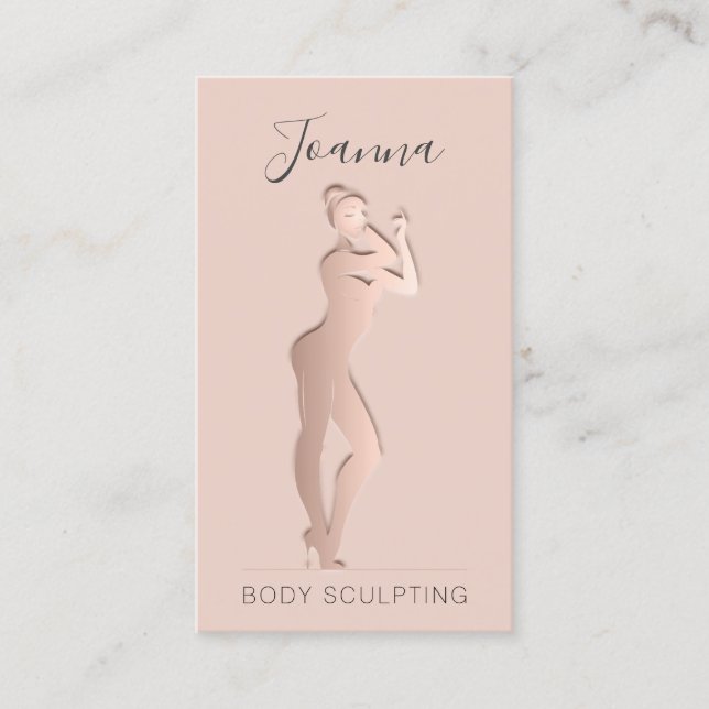 Body Shape Beauty Sculpting QR Code Logo Blush Business Card (Front)