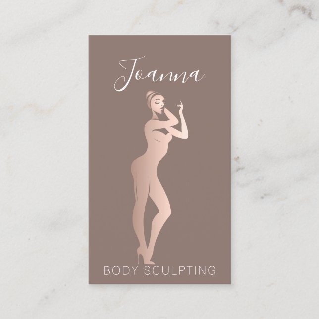 Body Shape Sculpting QR Code Logo Blush Rose  Business Card (Front)