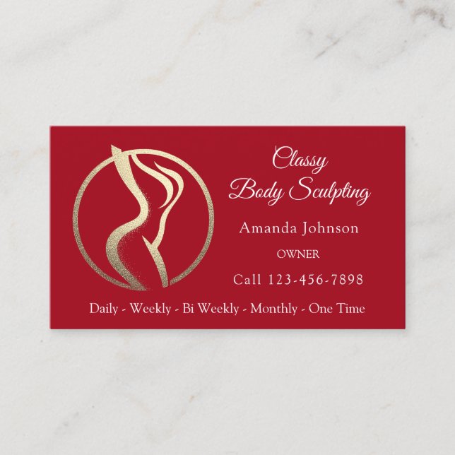 Body Shaping Sculpting Massage Care Gold Logo QR  Business Card (Front)