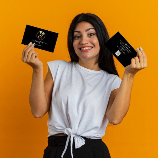 Body Shaping Sculpting Massage Gold Logo QR Code  Business Card (Body Shaping Sculpting Massage Gold Logo QR Code Business Card)