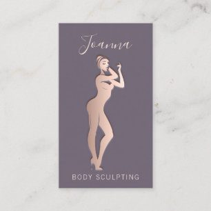 Body Shaping Sculpting QR Code Logo Purple Business Card
