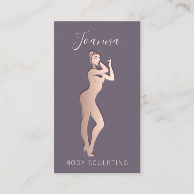 Body Shaping Sculpting QR Code Logo Purple Business Card (Front)