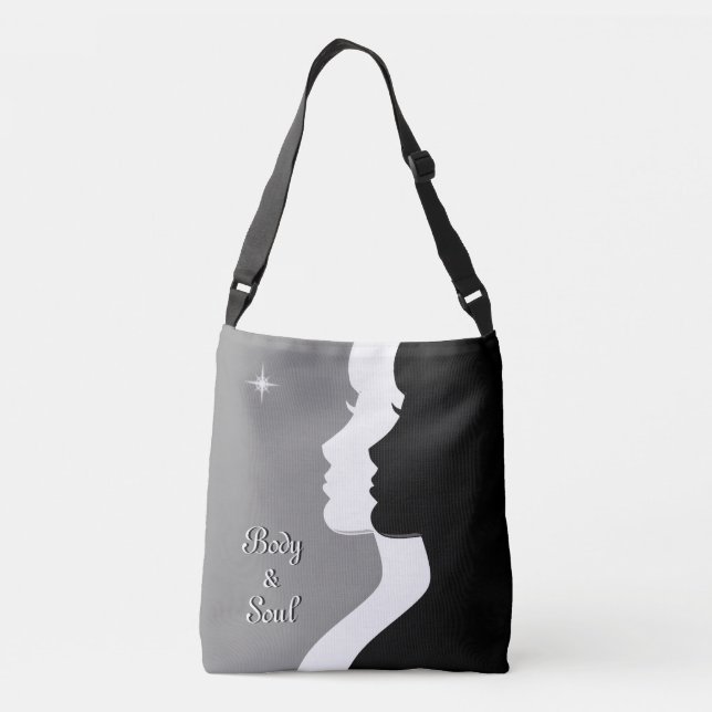 Body & Soul Woman Silhouettes on Grey Crossbody Bag (Back)