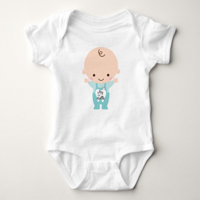 body suit First tooth  Baby T-Shirt , boy, baby Bodysuit (Front)