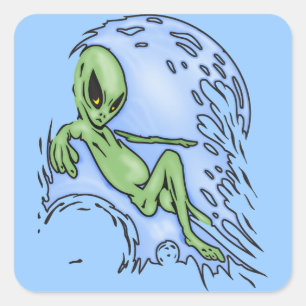 Body Surfing Alien Square Sticker