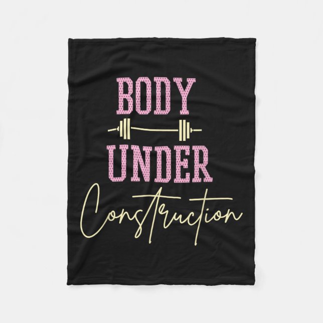 Body Under Construction Funny Motivational Workout Fleece Blanket (Front)