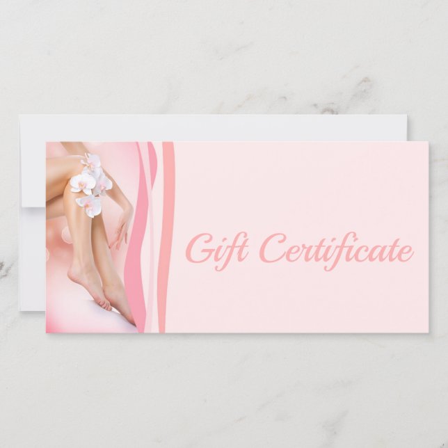 Body Waxing Gift Certificate Pink Flower Orchid Thank You Card (Front)