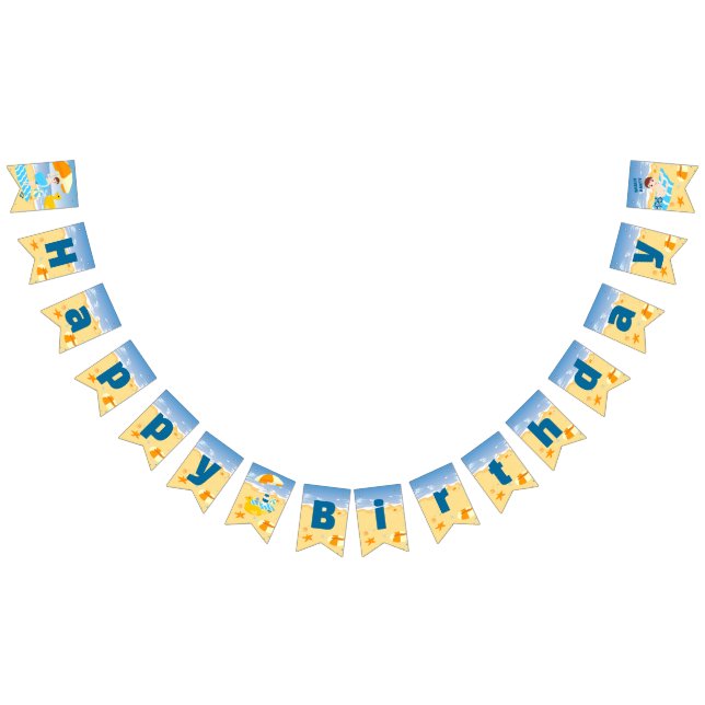 Bodyboard boy beach Birthday Party Bunting (All)