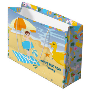 Bodyboard boy fun beach birthday party large gift bag