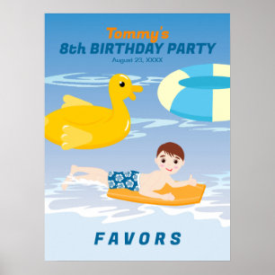 Bodyboard boy fun beach birthday party poster